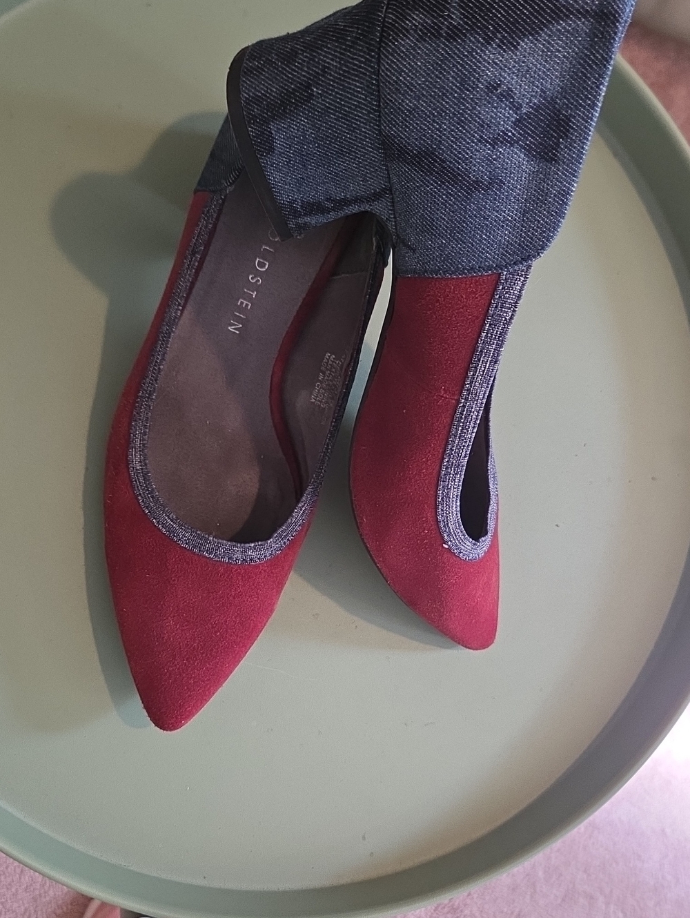 Women's Burgundy Suede/denim